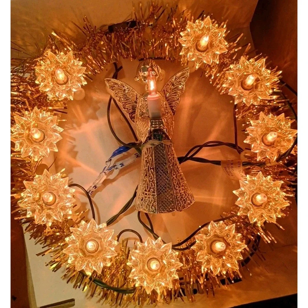 Vintage‎ Gold Angel 11 Light Tree Topper Target Original Packaging Amber Orange